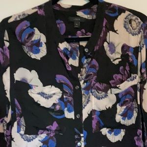 J.Crew 100% Silk Floral Print Shirt